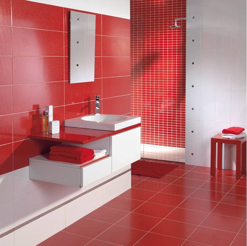 Mueble de baño moderno en rojo